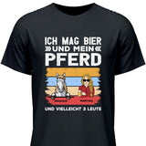 Ich mag Bier und mein Pferd - Personalisierbares T-Shirt