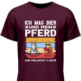 Ich mag Bier und mein Pferd - Personalisierbares T-Shirt