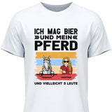 Ich mag Bier und mein Pferd - Personalisierbares T-Shirt