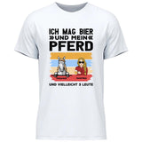 Ich mag Bier und mein Pferd - Personalisierbares T-Shirt