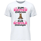 Zum Reiten geboren zur Schule gezwungen - Personalisierbares T-Shirt