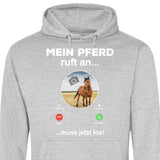 Mein Pferd ruft an Foto - Personalisierbarer Hoodie (Unisex)