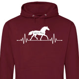 Herzschlag Pferde Name - Personalisierbarer Hoodie (Unisex)