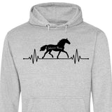 Herzschlag Pferde Name - Personalisierbarer Hoodie (Unisex)