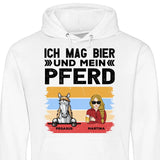 Ich mag Bier und mein Pferd - Personalisierbarer Hoodie (Unisex)