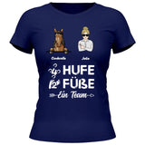 4 Hufe 2 Füße 1 Team - Personalisierbares T-Shirt