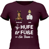 4 Hufe 2 Füße 1 Team - Personalisierbares T-Shirt