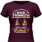 Bier trinken und bei meinem Pferd sein - Personalisierbares T-Shirt