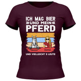 Ich mag Bier und mein Pferd - Personalisierbares T-Shirt