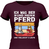Ich mag Bier und mein Pferd - Personalisierbares T-Shirt
