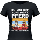 Ich mag Bier und mein Pferd - Personalisierbares T-Shirt