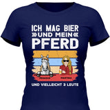 Ich mag Bier und mein Pferd - Personalisierbares T-Shirt