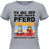 Ich mag Bier und mein Pferd - Personalisierbares T-Shirt