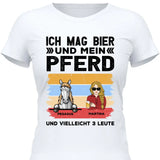Ich mag Bier und mein Pferd - Personalisierbares T-Shirt