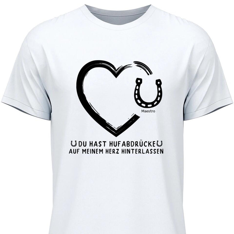 Hufabdrücke auf meinem Herzen - Personalisierbares T-Shirt