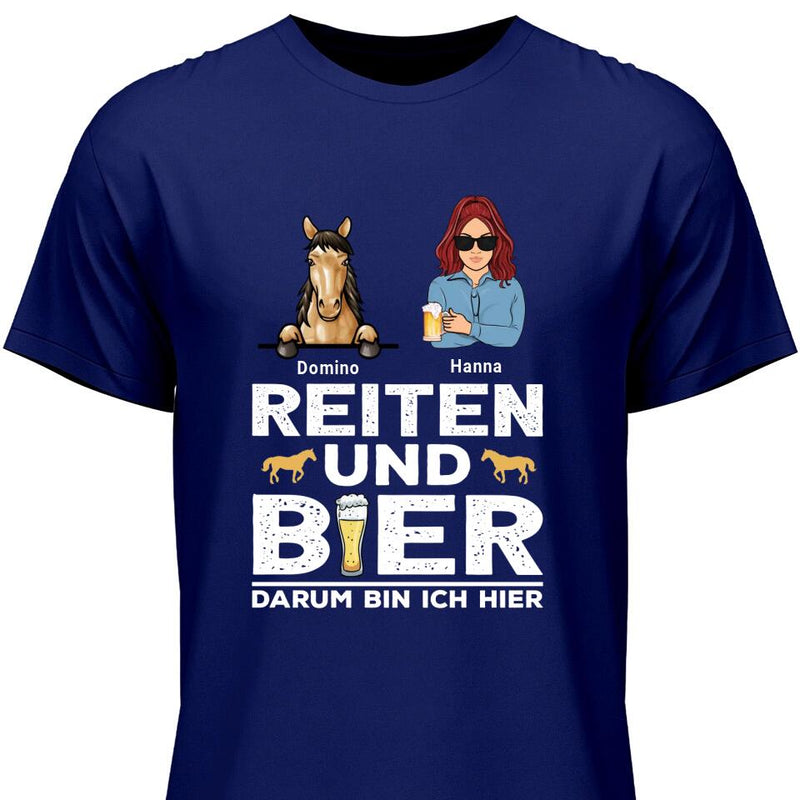 Reiten und Bier - Personalisierbares T-Shirt
