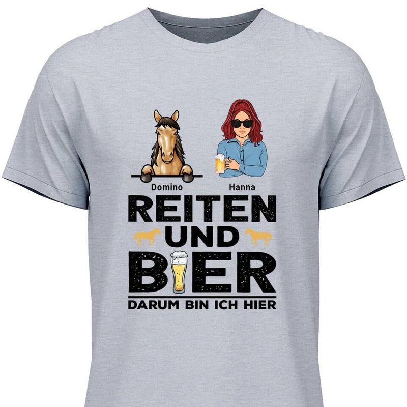 Reiten und Bier - Personalisierbares T-Shirt