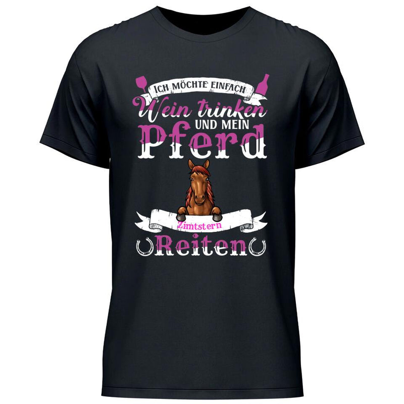 Wein trinken und Reiten - Personalisierbares T-Shirt