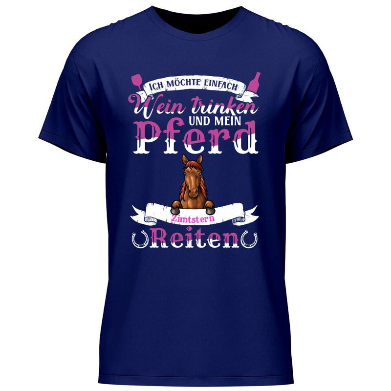 Wein trinken und Reiten - Personalisierbares T-Shirt