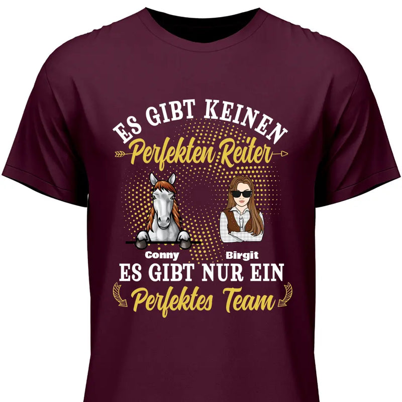 Perfektes Reiter Team - Personalisierbares T-Shirt