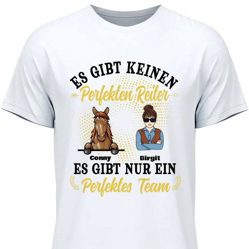 Perfektes Reiter Team - Personalisierbares T-Shirt