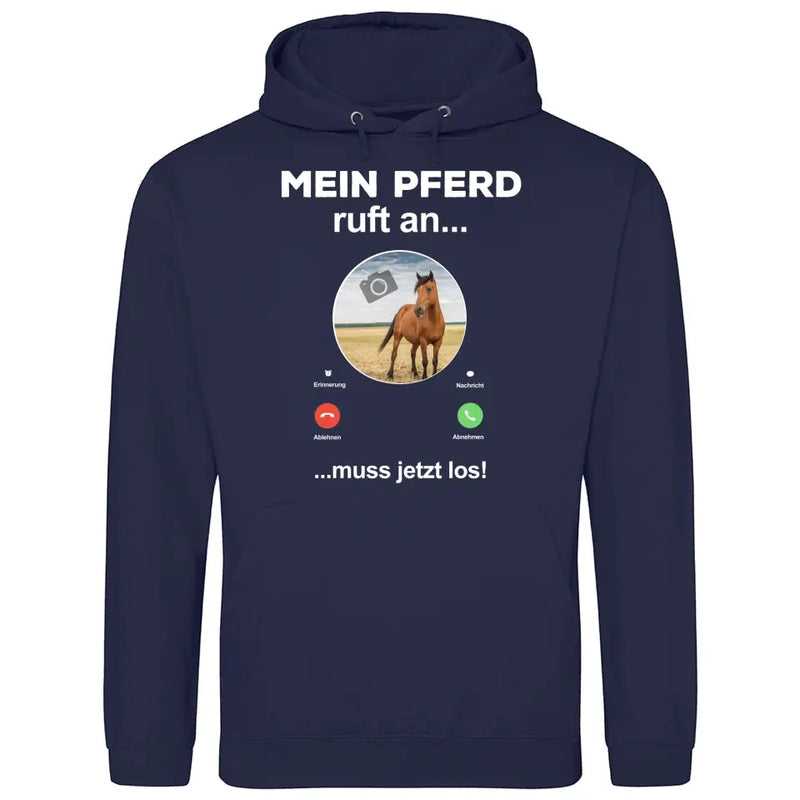 Mein Pferd ruft an Foto - Personalisierbarer Hoodie (Unisex)