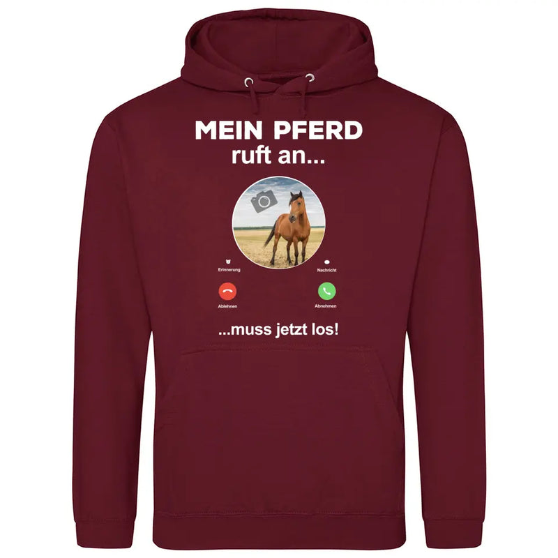 Mein Pferd ruft an Foto - Personalisierbarer Hoodie (Unisex)