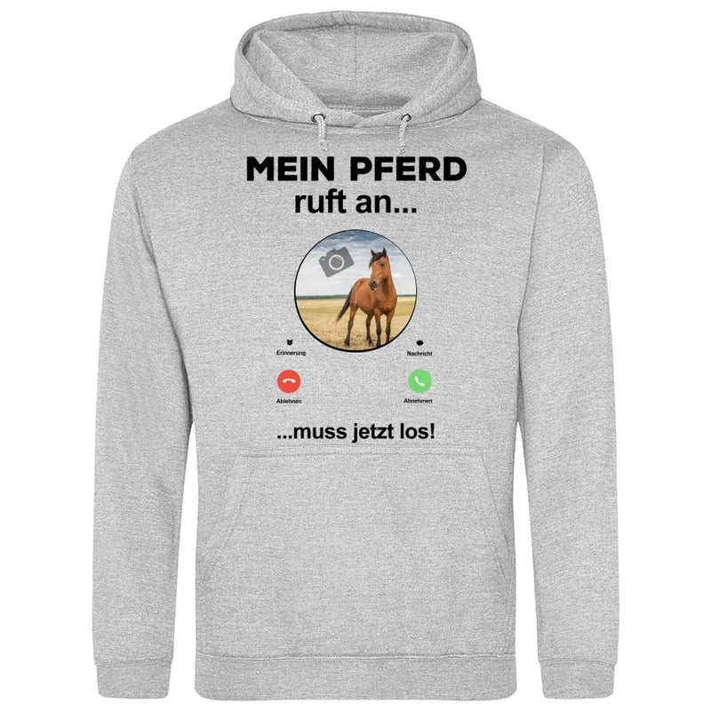 Mein Pferd ruft an Foto - Personalisierbarer Hoodie (Unisex)