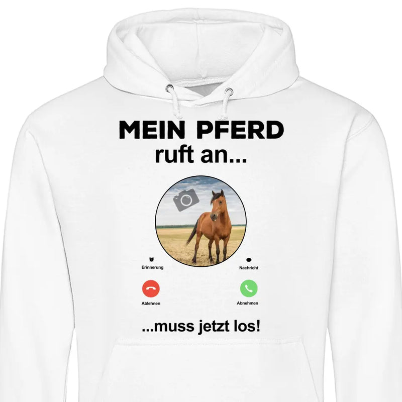 Mein Pferd ruft an Foto - Personalisierbarer Hoodie (Unisex)