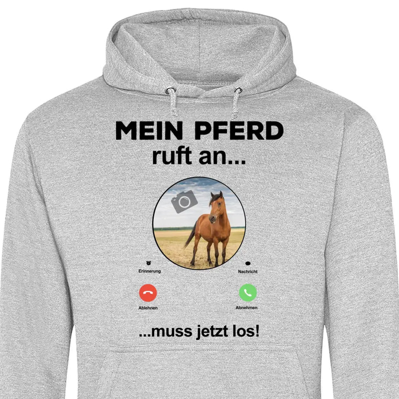 Mein Pferd ruft an Foto - Personalisierbarer Hoodie (Unisex)