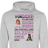 Vorsicht ich bin eine Reiterin - Personalisierbarer Hoodie (Unisex)