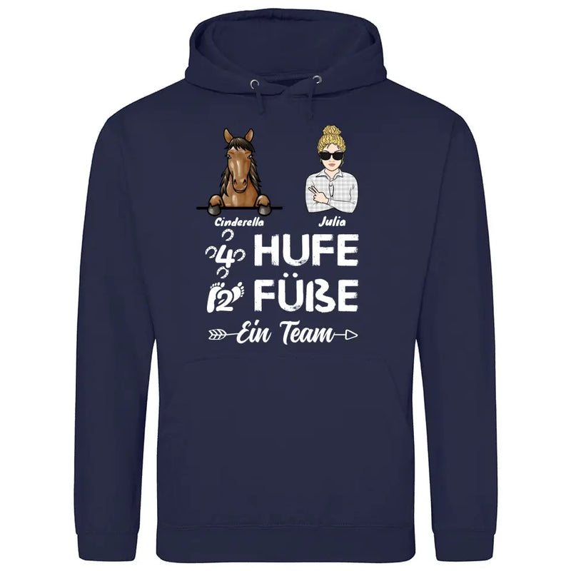 4 Hufe 2 Füße 1 Team - Personalisierbarer Hoodie (Unisex)