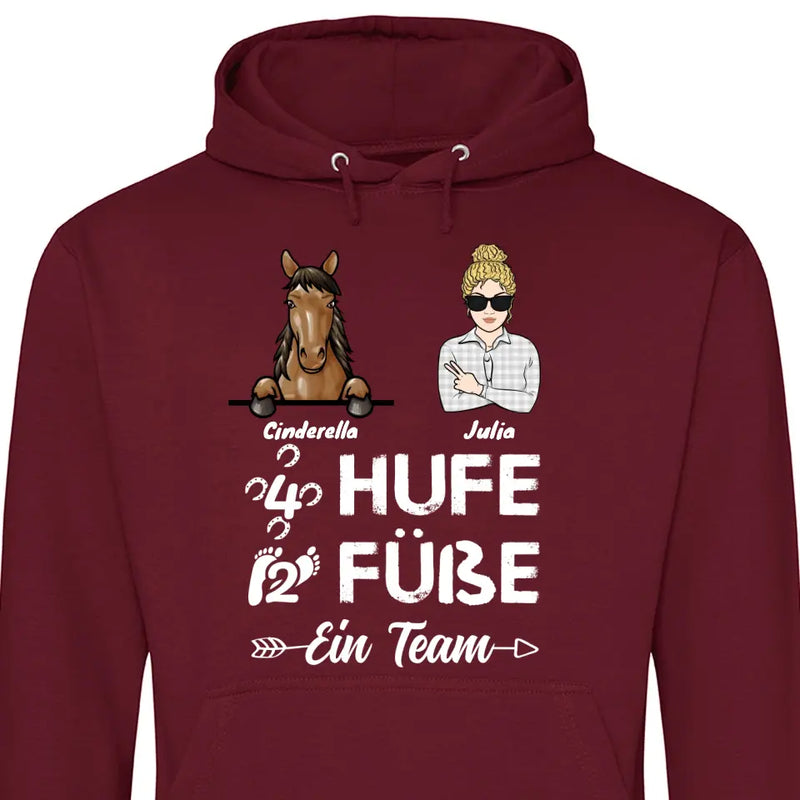 4 Hufe 2 Füße 1 Team - Personalisierbarer Hoodie (Unisex)