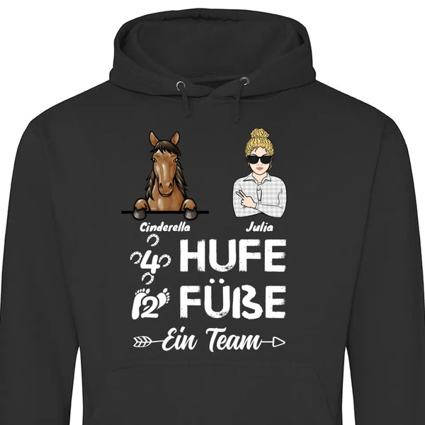 4 Hufe 2 Füße 1 Team - Personalisierbarer Hoodie (Unisex)