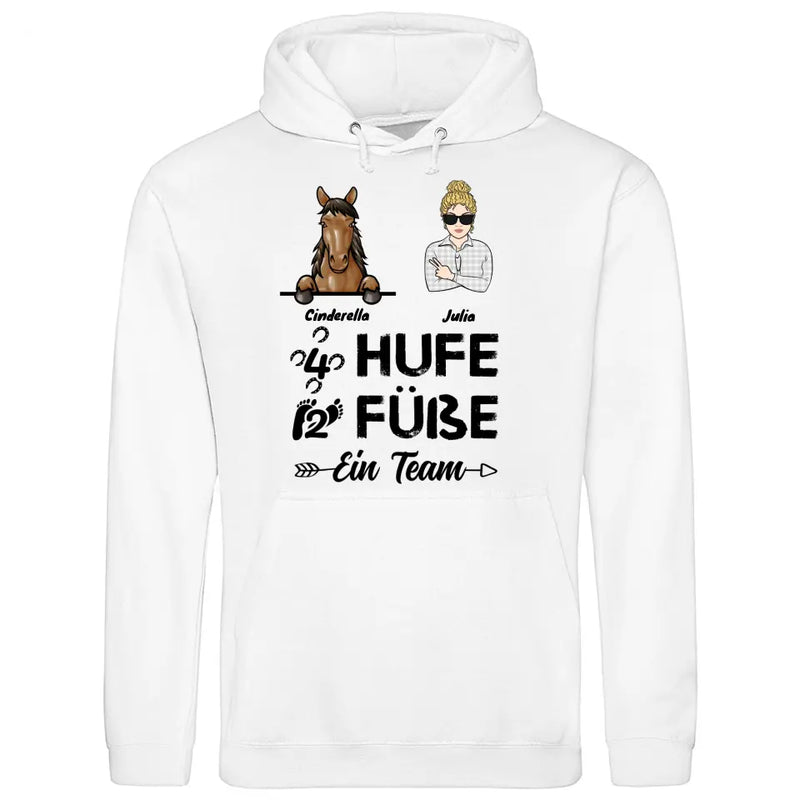 4 Hufe 2 Füße 1 Team - Personalisierbarer Hoodie (Unisex)