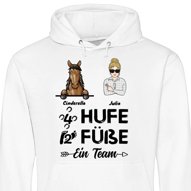 4 Hufe 2 Füße 1 Team - Personalisierbarer Hoodie (Unisex)