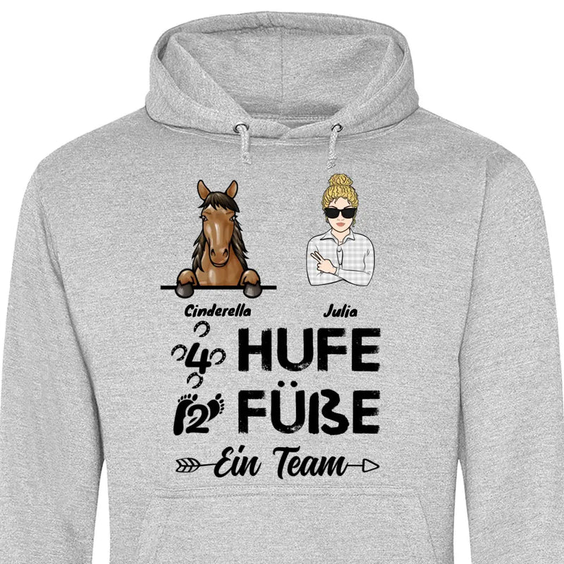 4 Hufe 2 Füße 1 Team - Personalisierbarer Hoodie (Unisex)