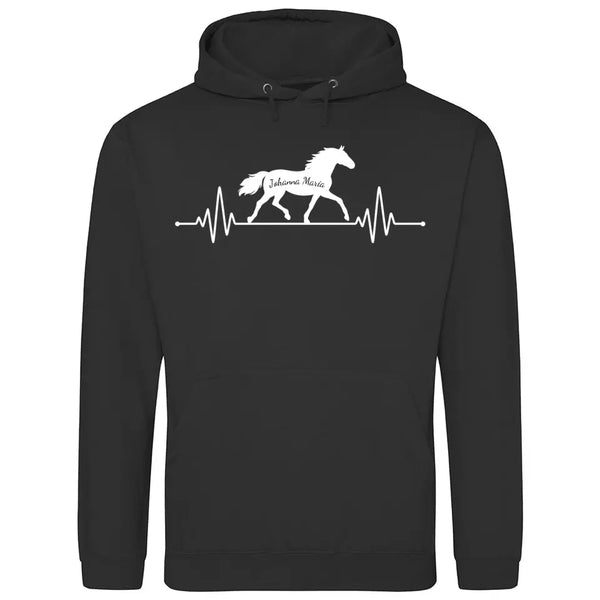 Herzschlag Pferde Name - Personalisierbarer Hoodie (Unisex)