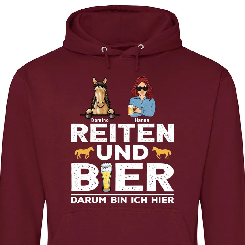 Reiten und Bier - Personalisierbarer Hoodie (Unisex)