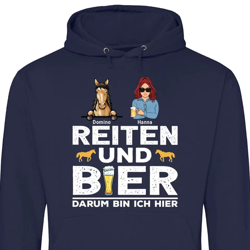 Reiten und Bier - Personalisierbarer Hoodie (Unisex)