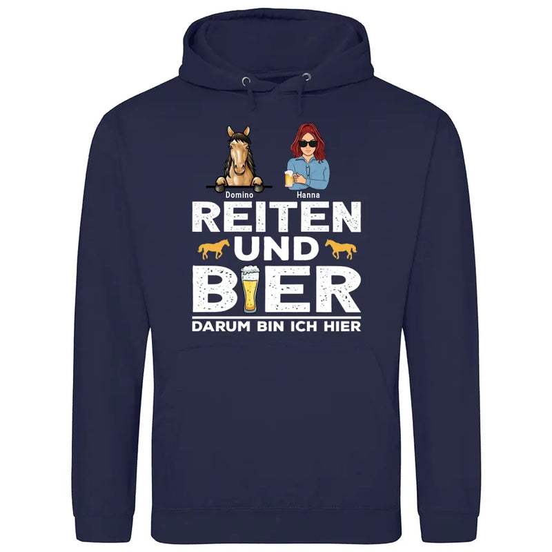 Reiten und Bier - Personalisierbarer Hoodie (Unisex)
