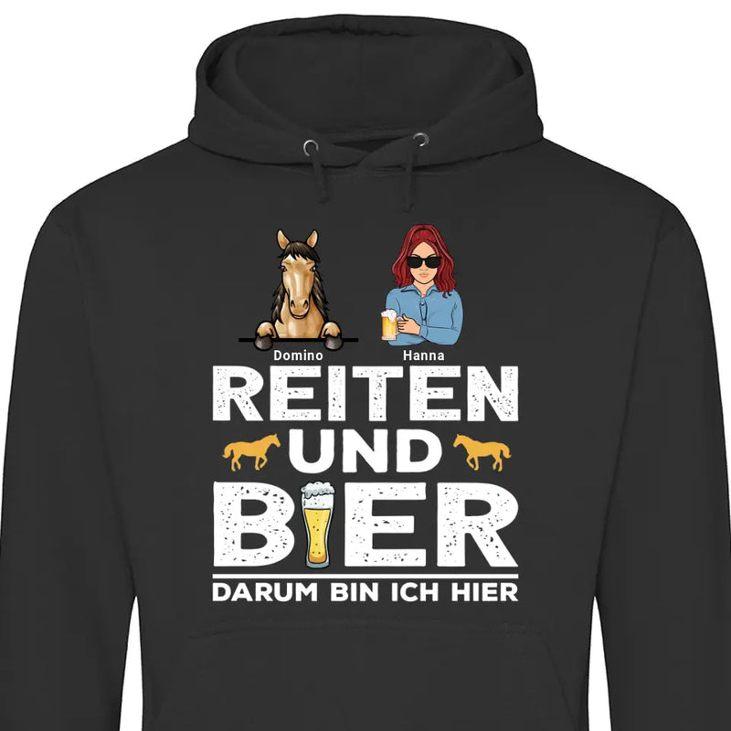 Reiten und Bier - Personalisierbarer Hoodie (Unisex)