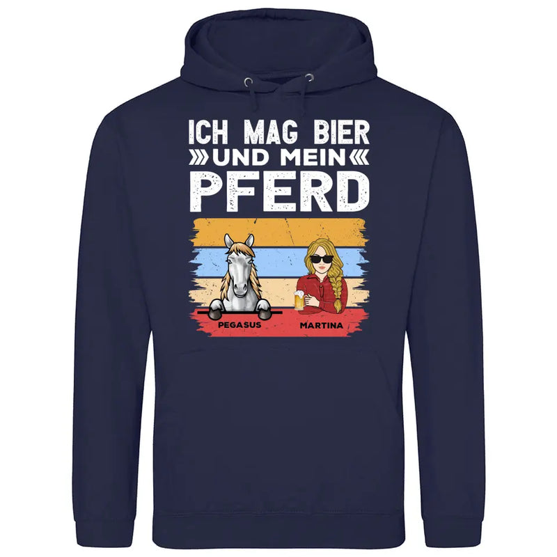 Ich mag Bier und mein Pferd - Personalisierbarer Hoodie (Unisex)