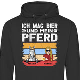 Ich mag Bier und mein Pferd - Personalisierbarer Hoodie (Unisex)