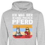 Ich mag Bier und mein Pferd - Personalisierbarer Hoodie (Unisex)