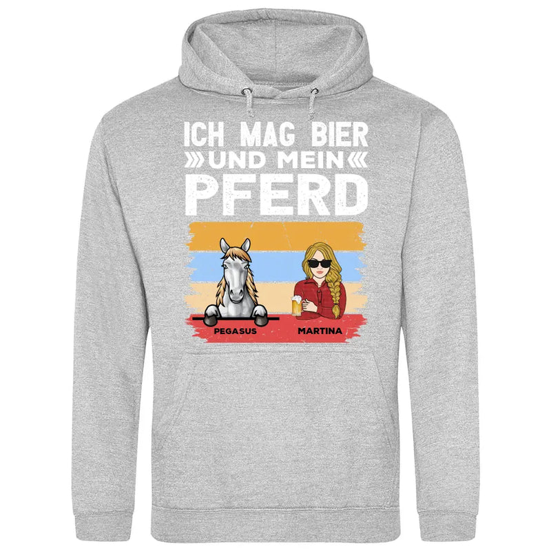 Ich mag Bier und mein Pferd - Personalisierbarer Hoodie (Unisex)