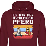 Ich mag Bier und mein Pferd - Personalisierbarer Hoodie (Unisex)