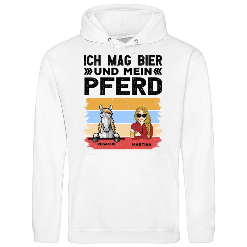 Ich mag Bier und mein Pferd - Personalisierbarer Hoodie (Unisex)