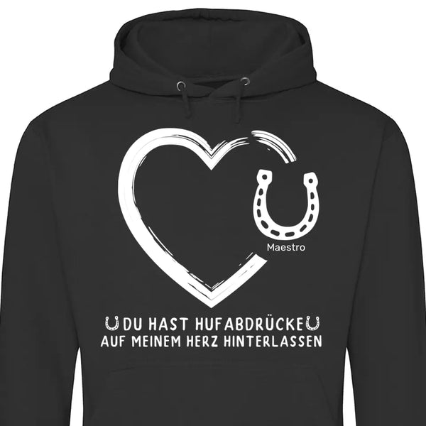 Hufabdrücke auf meinem Herzen - Personalisierbarer Hoodie (Unisex)