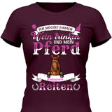 Wein trinken und Reiten - Personalisierbares T-Shirt